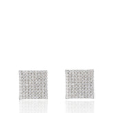 Charming Square 925 Sterling Silver Earrings with CZ, Sparkling Silver Stud Earrings