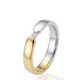 9ct White & Yellow Gold Wedding Band with Diamond Stone