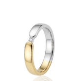 9ct White & Yellow Gold Wedding Band with Diamond Stone