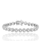 925 Sterling Silver Tennis Bracelet, Moissanite Halo Bracelet, Sparkling CZ Tennis Bracelet, Dainty Bridal Jewelry, Anniversary Gift for Her