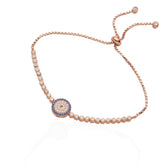 Traditional Evil Eye Rose Gold Colour 925 Sterling Silver Toggle/Slider Bracelet