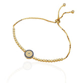 Traditional Evil Eye Yellow Gold Colour 925 Sterling Silver Toggle/Slider Bracelet