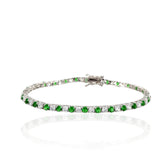 Charming Emerald Tennis Bracelet 925 Sterling Silver – Elegant Green Stone Women’s Bracelet