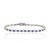 Charming Sapphire Tennis Bracelet 925 Sterling Silver – Elegant Blue Stone Women’s Bracelet