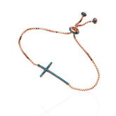 Cross Design Yellow Gold Colour 925 Sterling Silver Toggle/Slider Bracelet