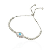 Traditional Evil Eye 925 Sterling Silver Toggle/Slider Bracelet