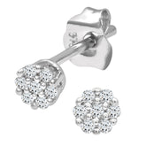 Round Diamond Cluster Stud Earrings in 9ct White Gold