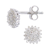0.20ct Round Diamond Prong Set Cluster Stud Earrings in 9ct White Gold
