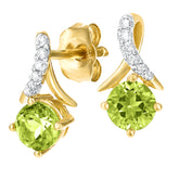 0.62ct Peridot and Pave Set Diamond Twist Earrings in 9ct Yellow Gold