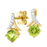 0.62ct Peridot & Pave Set Diamond Twist Earrings in 9ct Yellow Gold – Elegant Gemstone Earrings