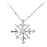 Diamond Sowflake Geometric Pendant in 9ct White Gold