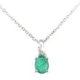 0.3ct Oval Emerald and Diamond Pave Pendant in 9ct White Gold