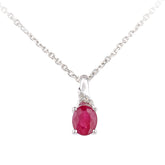 0.43ct Oval Ruby and Diamond Pave Pendant in 9ct White Gold