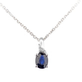 0.49ct Oval Sapphire and Diamond Pave Pendant in 9ct White Gold