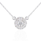 9ct White Gold 0.28ct Natural Diamond Round Halo Necklace