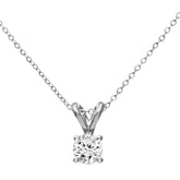 0.25ct Round Diamond Claw Set Solitaire Pendant in UK Hallmarked 9ct White Gold