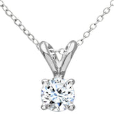 0.33ct Round Diamond Claw Set Solitaire Pendant in UK Hallmarked 9ct White Gold