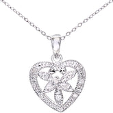 Heart Shape Diamond Pave Pendant in UK Hallmarked 9ct White Gold