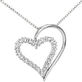Heart Shape Diamond Pendant in UK Hallmarked 9ct White Gold