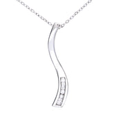 Channel Set Diamond Swirl Pendant in 9ct White Gold