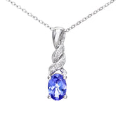 0.5ct Oval Tanzanite and Round Diamond Drop Pendant