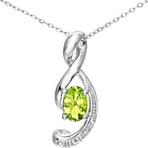 0.53ct Oval Peridot and Diamond Pendant in UK Hallmarked 9ct White Gold