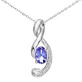 0.5ct Oval Tanzanite and Diamond Pendant in UK Hallmarked 9ct White Gold