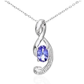 0.5ct Oval Tanzanite & Diamond Pendant – 9ct White Gold Necklace