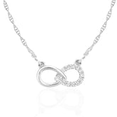 Diamond Pave Infinity Friendship Necklace in UK Hallmarked 9ct White Gold – Elegant Symbol of Forever