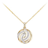 Micro Set Diamond Swirl Pendant in 9ct Yellow Gold