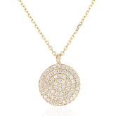 9ct Gold 0.20ct Natural Diamond Cluster Disc Necklace – Elegant Diamond Pendant