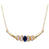 0.75ct Oval Blue Sapphire & Diamond Ballerina Necklace – 9ct Yellow Gold Elegant Pendant