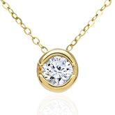 0.25ct Round Diamond Bezel Set Solitaire Pendant – 9ct Yellow Gold Necklace | Elegant Minimalist Jewellery