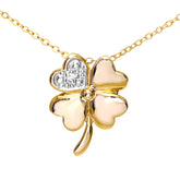 Diamond Pave Lucky Clover Pendant in UK Hallmarked 9ct Yellow Gold