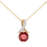 0.71ct Round Created Garnet and Diamond Pave Pendant in UK Hallmarked 9ct Yellow Gold