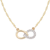 Diamond Pave Infinity Friendship Necklace in UK Hallmarked 9ct Yellow Gold