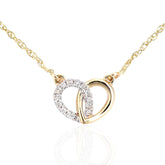 Diamond Pave Heart Shape Infinity Friendship Necklace in UK Hallmarked 9ct Yellow Gold – Elegant Gift for Her