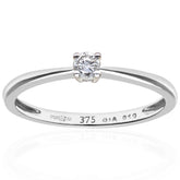 0.1ct Round Diamond 4-Prong Set Solitaire Engagement Ring in White Gold – Elegant Fine Jewellery