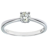 0.33ct Round Diamond 4-Prong Set Solitaire Engagement Ring in UK Hallmarked 9ct White Gold