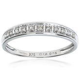 0.05ct Round Diamond Pave Set Half Eternity Ring in UK Hallmarked 9ct White Gold