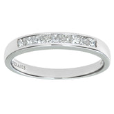 0.25ct Channel Set Princess Diamond Half Eternity Ring in UK Hallmarked 9ct White Gold