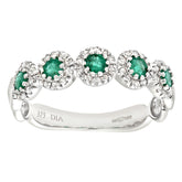 0.26ct Round Emerald and 0.22ct Diamond Pave Set Half Eternity Ring in UK Hallmarked 9ct White Gold