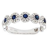 0.38ct Round Sapphire and 0.22ct Diamond Pave Set Half Eternity Ring in UK Hallmarked 9ct White Gold