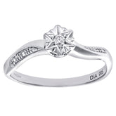 Round Diamond Pave Set Engagement Ring in UK Hallmarked 9ct White Gold