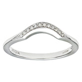 Round Diamond Pave Set Deep Curve Shaped Ring in UK Hallmarked 9ct White Gold