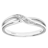 Round Diamond Crossover Eternity Pave Set Ring in UK Hallmarked 9ct White Gold