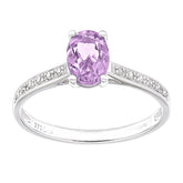 0.82ct Round Amethyst and Diamond Ring with sidestones in UK Hallmarked 9ct White Gold