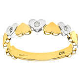 Heart Shapes Diamond Statement Ring in UK Hallmarked White and Yellow Gold