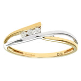 Channel Set Diamond Statement Ring in UK Hallmarked 9ct White and Yellow Gold