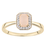 0.36ct Octagonal PinkOpal and Round Diamond Cluster Ring in UK Hallmarked 9ct Yellow Gold